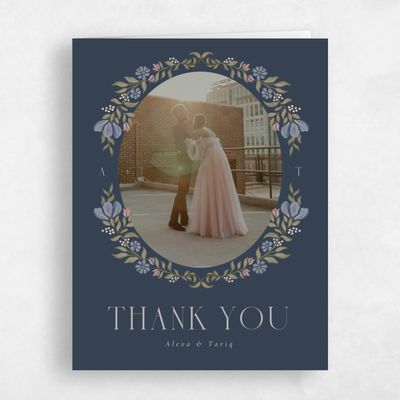 Grayed Navy, Blue Wedding Thank You - Mirelia Photo