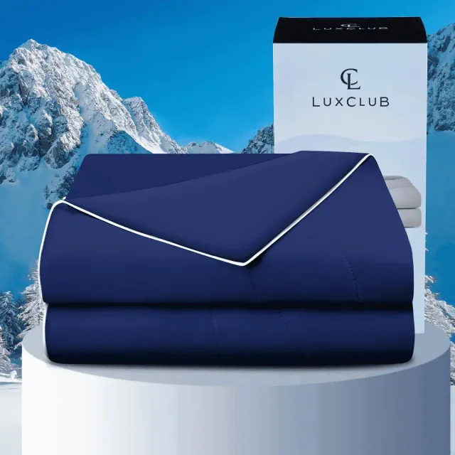 LuxClub Ice Cool Comforter – Soft Cooling Bed Comforter for Hot Sleepers, Lightweight & Breathable All-Season Duvet, Navy King
