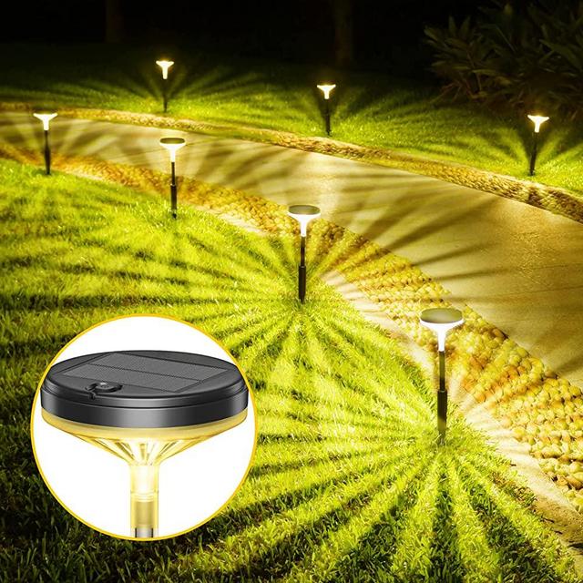 Solar Pathway Lights 8 Pack, 200lm High Bright Up to 13H Solar Outdoor Lights, IP67 Waterproof Warm White Solar Lights,Auto On/Off, Height Adjustable Solar Landscape Lights for Walkway Yard Decorative