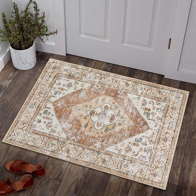 Lahome Boho Kitchen Rugs Washable - 2x3 Small Non-Slip Entry Rugs for Inside House Persian Throw Area Rugs for Bedroom Accent Distressed Floor Doormat Carpet for Bathroom Entryway Laundry Living Room