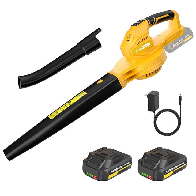 VERVEWAVE Leaf Blower Cordless, 20V Electric Blower with 2 X 2.0Ah Batteries and Fast Charger, 3 Speed Control, Handheld Lightweight Leaf Blower for Lawn Care, Patio, Garden Cleaning, etc