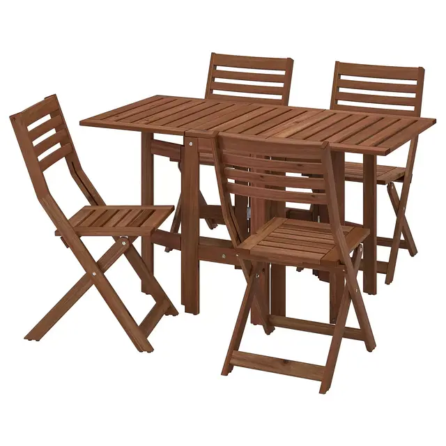 ÄPPLARÖ Table and 4 folding chairs, Outdoor