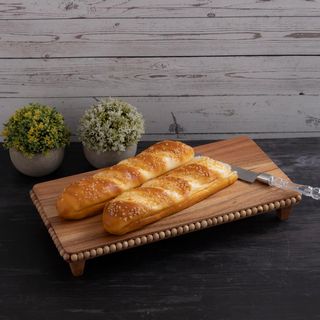 Acacia Wood Beaded Rectangular Riser