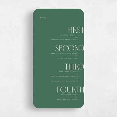 Green Rounded Wedding Menu - Mendoza Type