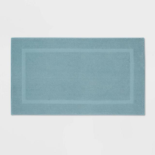 20x34 Performance Cotton Reversible Bath Rug Aqua - Threshold