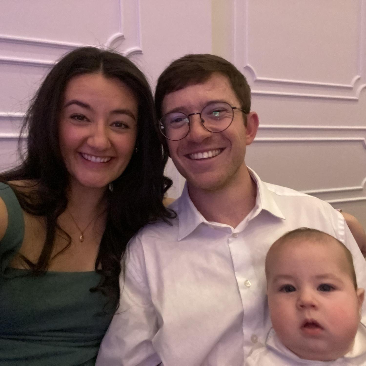 The two of us with James's Godson, Thomas James!