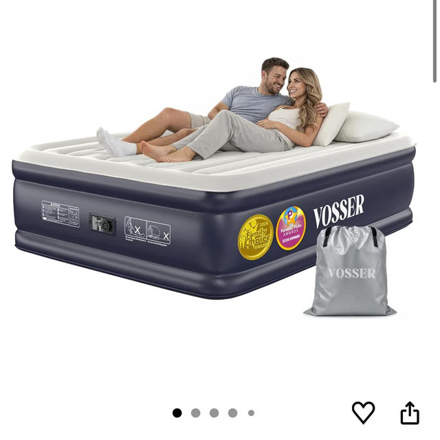 VOSSER Air Mattress Queen with Built-in Pump, 18" Raised Inflatable Blow Up Mattress,Upgraded Heavy Duty Portable Air Bed for Home,Guests,Floor & Camping, Self Inflating Colchon Inflable,Gift for Mom