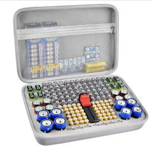 Battery Organizer Case, 150+ Batteries Storage Holder Container with Tester Garage Organization Box for AA AAA 9V C D Lithium 3V LR44 CR2016 CR1632 CR2032 CR2025 (Not Includes Battery Pack)-Gray