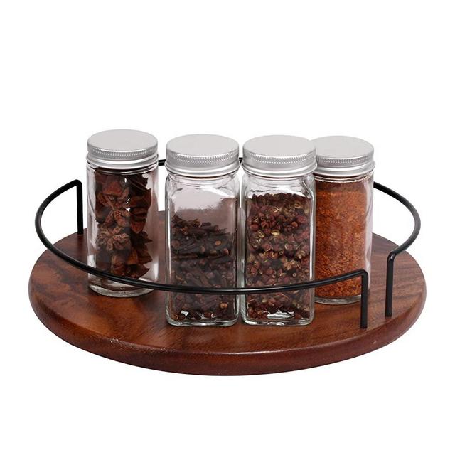 simesove Lazy Susan Turntable 10inch Walnut Spinning Spice Rack Holder Kitchen Cabinet Counter Top Organizer 360 Degree Turntable Turning Table