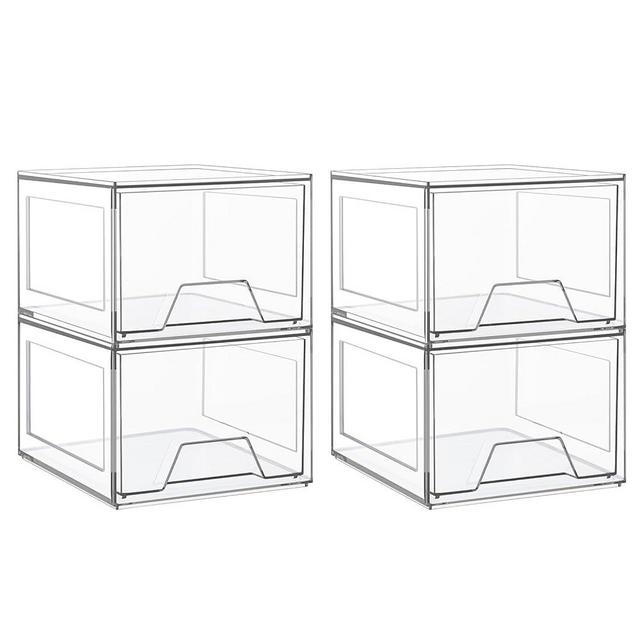 Amaoot 4 Pack Stackable Makeup Organizer, Acrylic Bathroom Organizer and Storage Drawers, Clear Plastic Drawer Storage Bins For Vanity, Undersink, Cabinets, Pantry