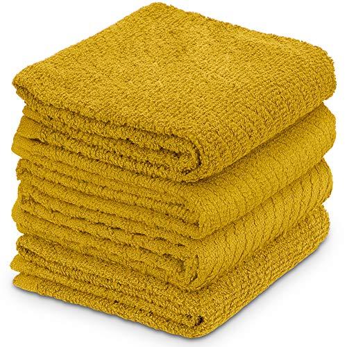 DecorRack 4 Large Kitchen Towels, 100% Cotton, 15 x 25 inches, Yellow (4  Pack)