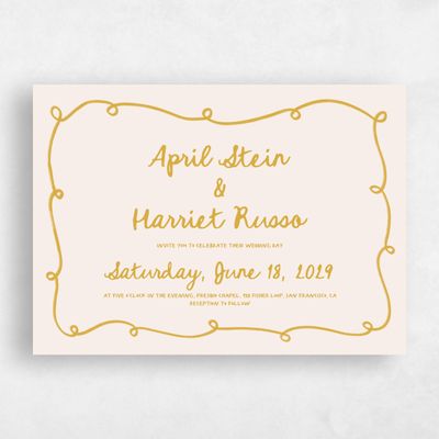 Mustard, Beige Wedding Invitation - Fairuza Landscape