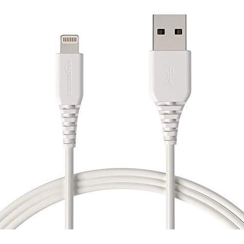 AmazonBasics Lightning to USB A Cable, MFi Certified iPhone Charger, White, 6 Foot, 2 Pack
