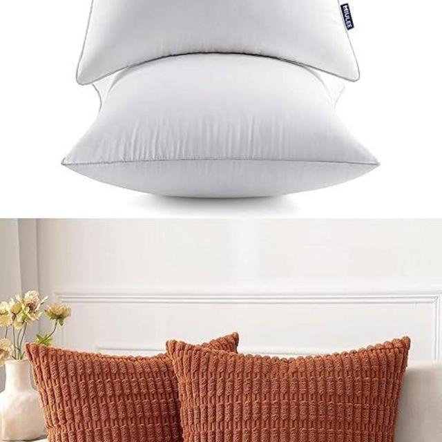 MIULEE Pack of 2 Pillow Inserts with 100% Cotton Cover Bundle Pack of 2 Pillow Covers Rust 18x18 Inch