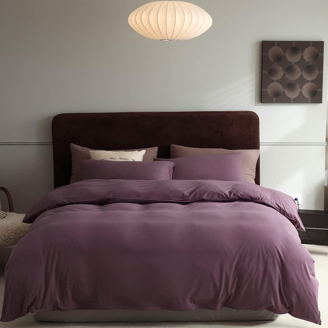 CLOTHKNOW Purple Bedding Comforter Sets Full Pale Mauve Comforter Set Full Solid Dusty Purple Comforter Women Girls Comforter Soft Comforter 3Pcs Bedding Comforter Sets Full Size