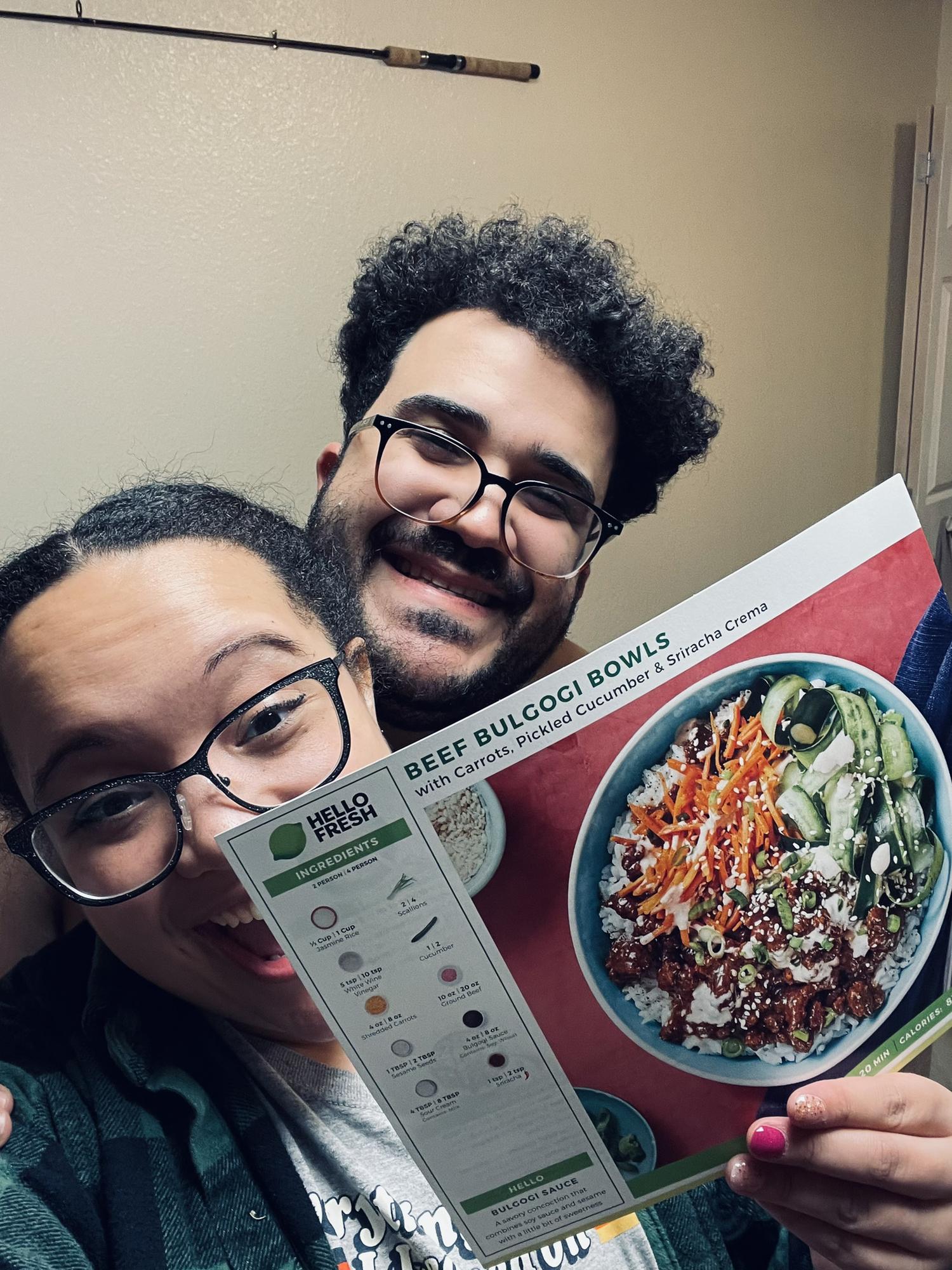 Chef Daymon and amateur chef Erika making some Hello Fresh meals together for fun date nights