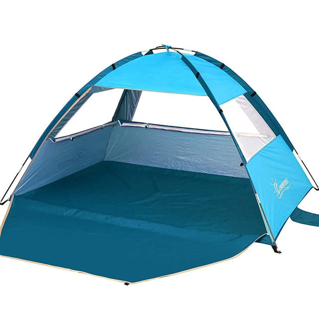 COMMOUDS Beach Tent Beach Sun Umbrella Outdoor Sun Shelter Canopy Cabana UPF 50+ Sun Shade Easy Set Up 3-4 Person, Lightweight and Easy to Carry
