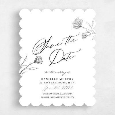White Scalloped Wedding Save the Date - Ingrid Portrait