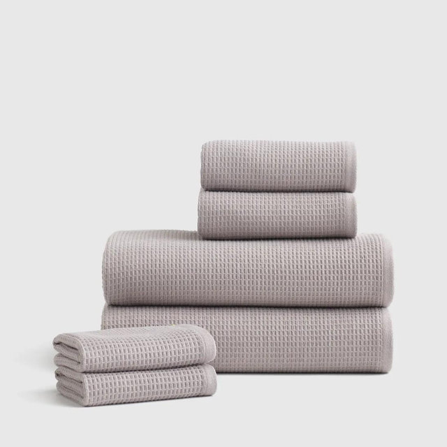 Turkish Waffle Terry Bath Towel Bundle - Grey