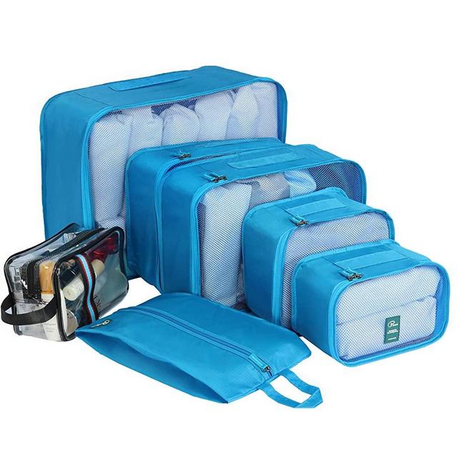 7 Set Packing Cubes-Large Capacity Travel Luggage Organizers with Shoe Bag & Toiletry bag-Cobaltblue