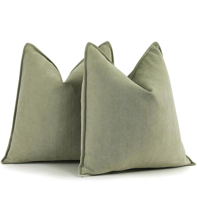ZWJD Sage Green Pillow Covers 16x16 Set of 2 Chenille Throw Pillow Covers with Elegant Design Soft and Luxurious Decorative Throw Pillows for Couch, Bed, and Home Decor
