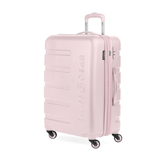 SwissGear 7366 Signature Hardside Expandable Luggage with Spinner Wheels, TSA Lock, Pink, Checked-Large 27-Inch