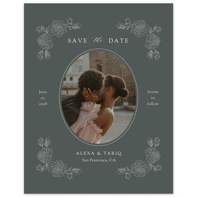 Dark Seaweed, Green Wedding Digital Save the Date - Mauve Photo