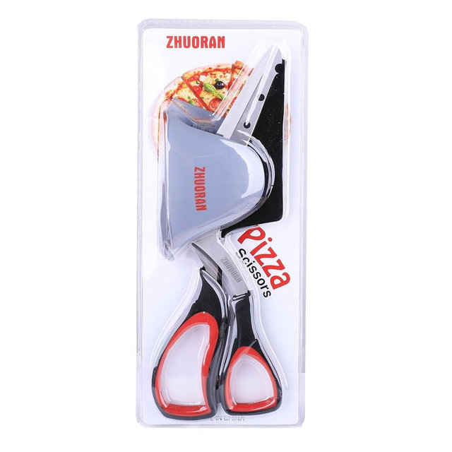 Pizza Scissors, Pizza Cutter with Shovel, Food-Grade Sharp Stainless Steel Blade and Soft Grip Handle, Multifunctional Kitchen Scissors, 27cm (black)