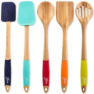 Bamboo & Silicone 5-Pc. Mixing & Serving Utensils