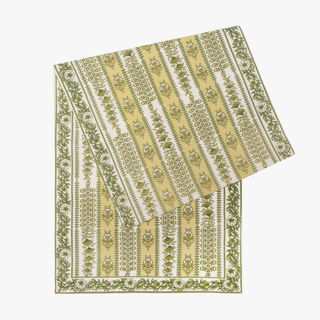 Provence Avignon Cotton Table Runner, 16" X 90" - Pistache Green