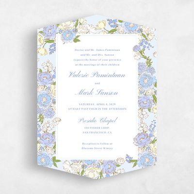 Blue Diamond Wedding Invitation - Colombe Portrait