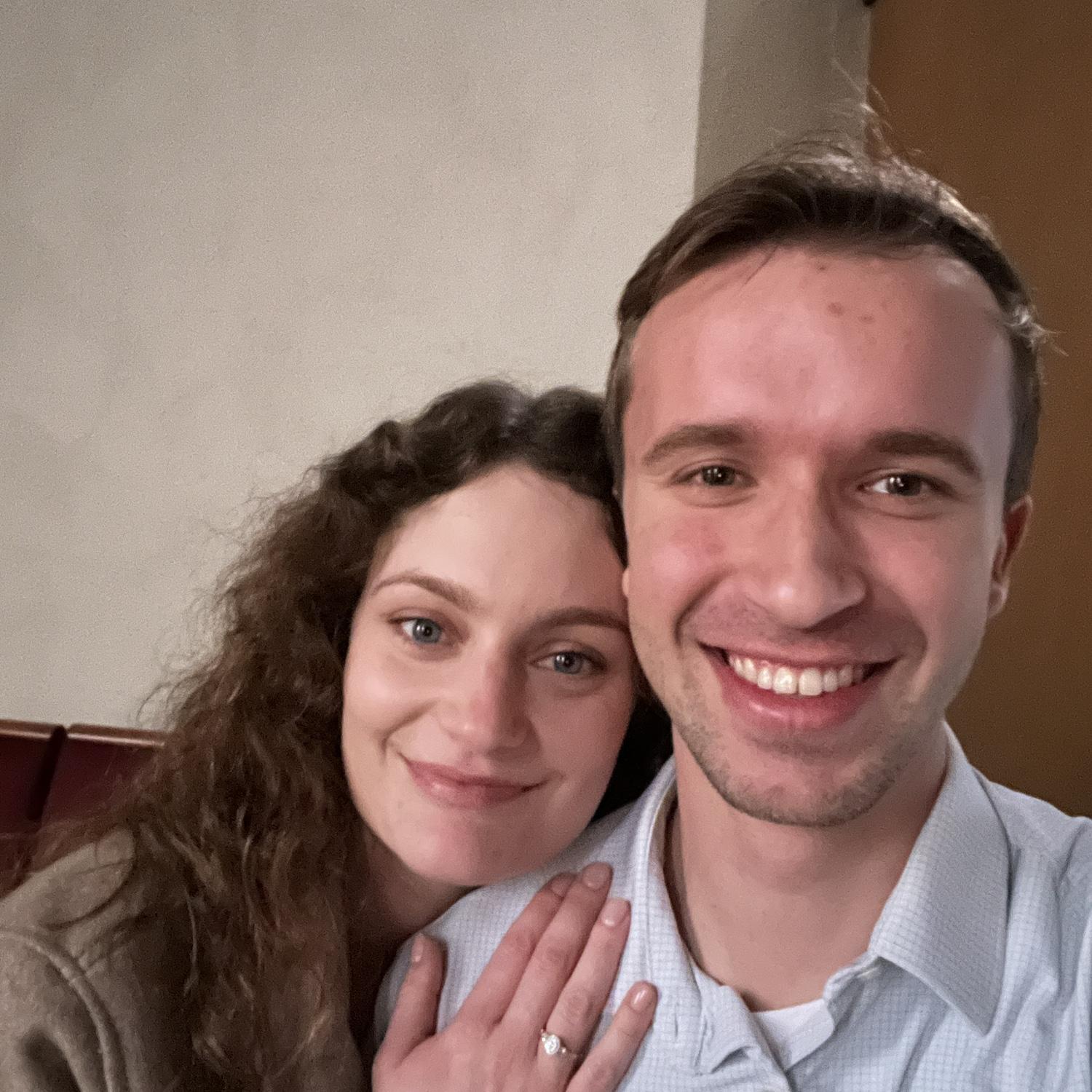 Moments after getting engaged-- Leavey Chapel at LMU