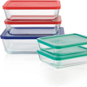 Pyrex Simply Store (5-Pack) Large Glass Food Storage Containers Set, (3, 6 & 11 Cup) Meal Prep Containers With Plastic BPA-Free Lids, Dishwasher & Microwave Safe