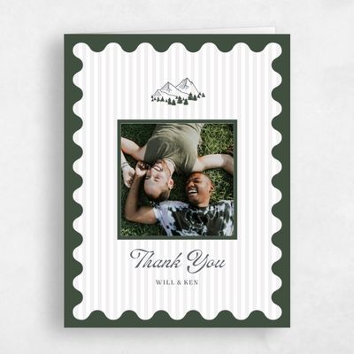 Evergreen, Grey Wedding Thank You - Marquesas Photo