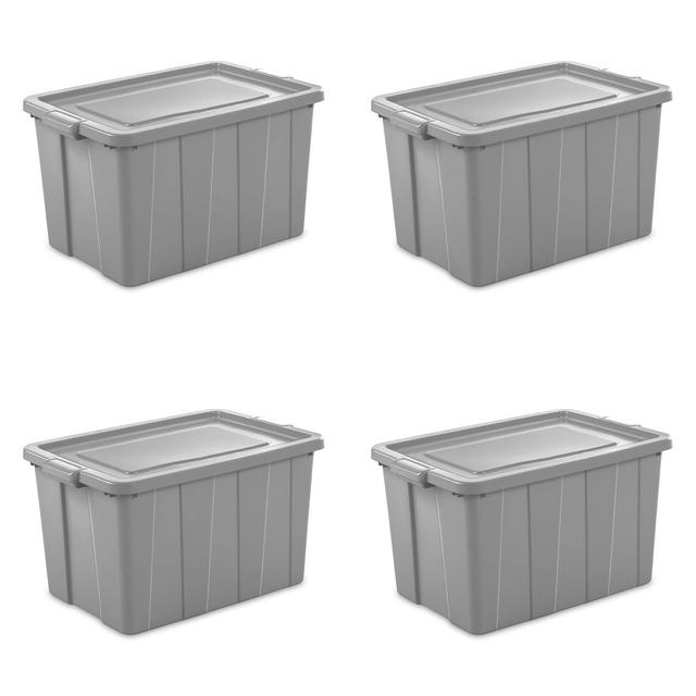 Sterilite 16796A04 Storage Tote, 30 gallon, Cement Lid and Base (Pack of 4)
