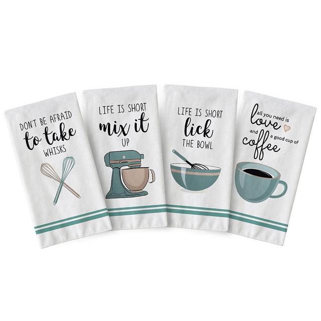 Artoid Mode Coffee Kitchen Ware Quote Funny Kitchen Towels and Dish Towels, 18 x 28 Inch Housewarming Daily Ultra Absorbent Drying Cloth Hand Towels and Tea Towels for Cooking Baking Set of 4