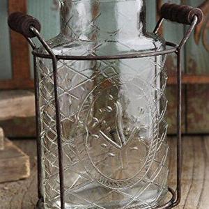 Glass Vase with Metal Flower Lid 10in