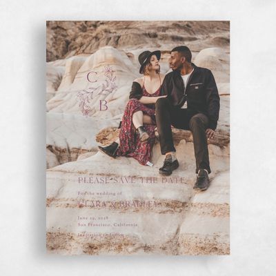 Deep Magenta, Red Wedding Save the Date - Creston Classic