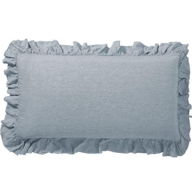 Belgian Flax Linen Fringe Ruffle Sham, Chambray, King, Set of 2