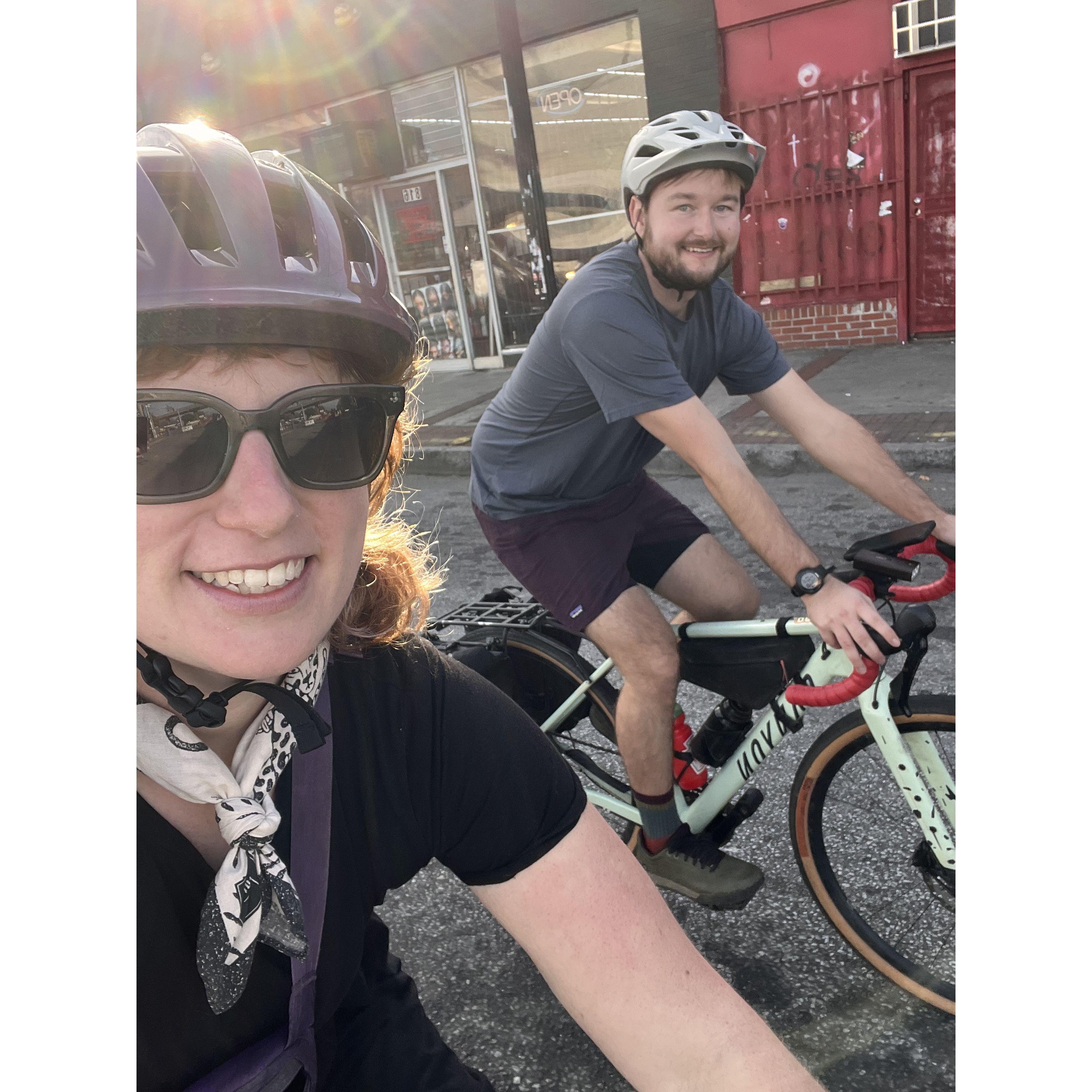 bike riding around the city