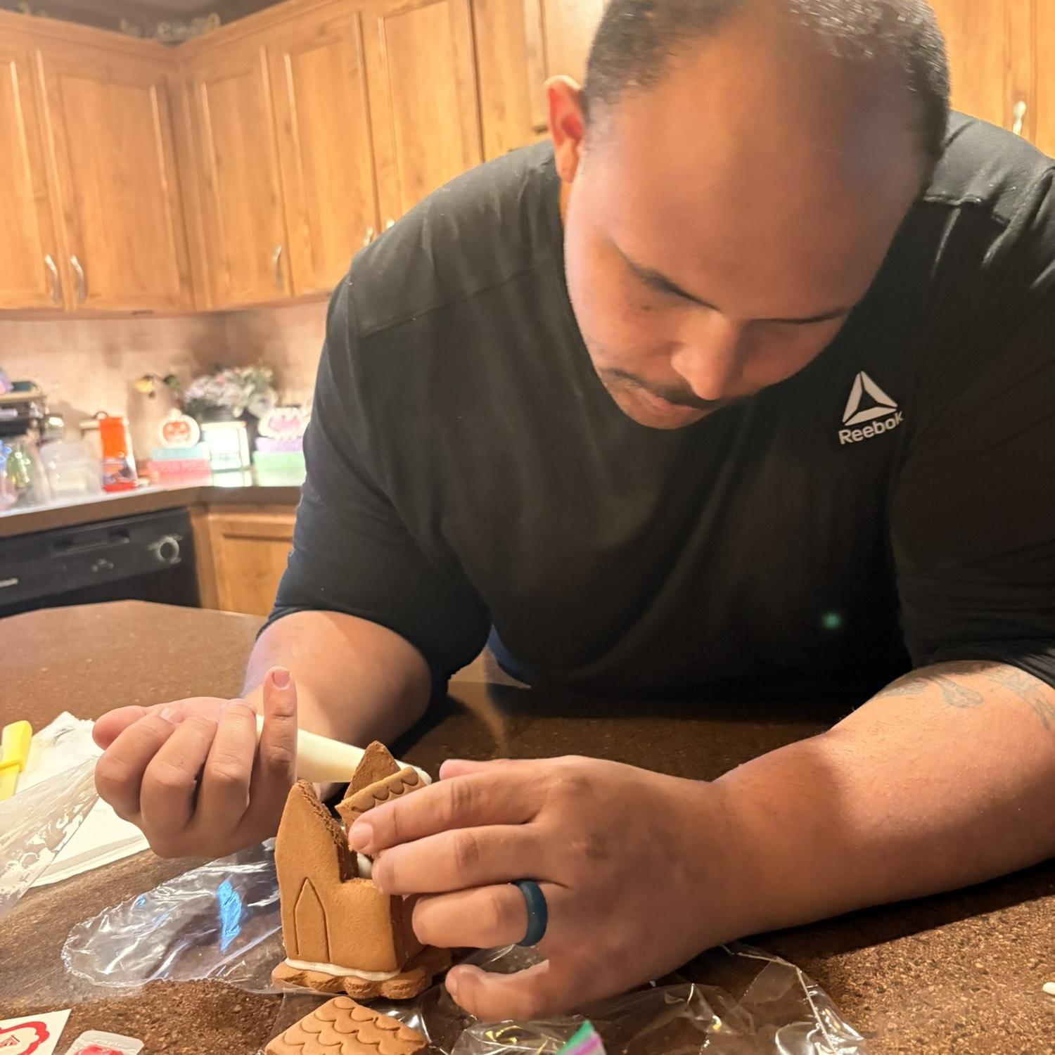 Helping make ginger bread houses