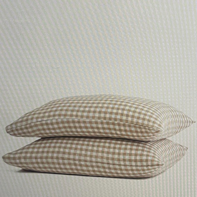 European Linen Pillowcase Set in Cafe Gingham