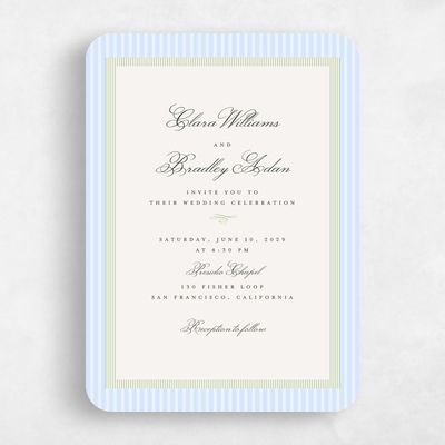 Blue Rounded Wedding Invitation - Dinard Portrait