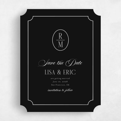 Black Ticket Wedding Save the Date - Idalia Portrait
