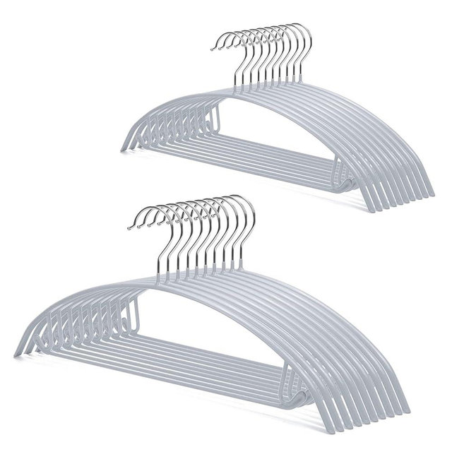 Nature Smile Non Slip PVC Coating Sweater Hangers,Dress Suit Coat Hangers,Shoulder Bump Free Golf T Shirts Clothes Hangers (Silvery Grey Color 20 Pack)