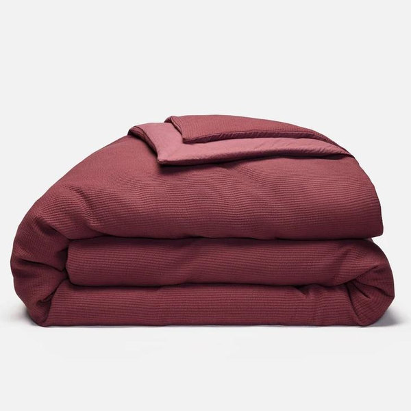 Ribbed Matelasse Duvet Cover - Plum - Queen