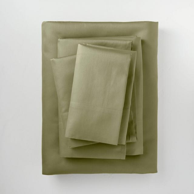 King 300 Thread Count Temperature Regulating Solid Sheet Set Moss Green - Casaluna™