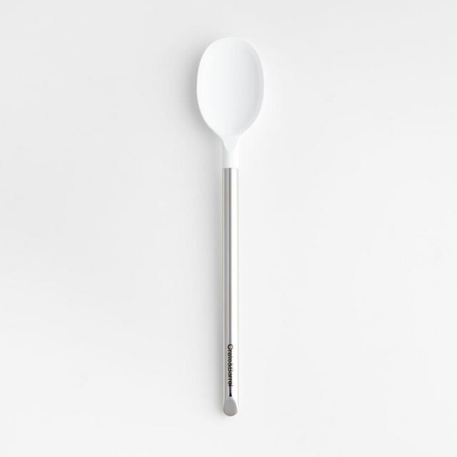 Crate & Barrel White Silicone and Stainless Steel Spoon