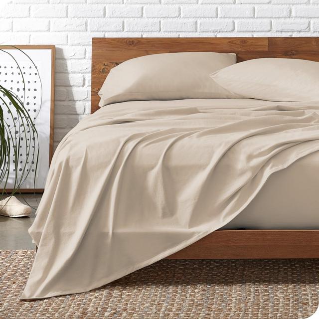 Bare Home Organic Cotton Jersey Sheet Set Queen Sand