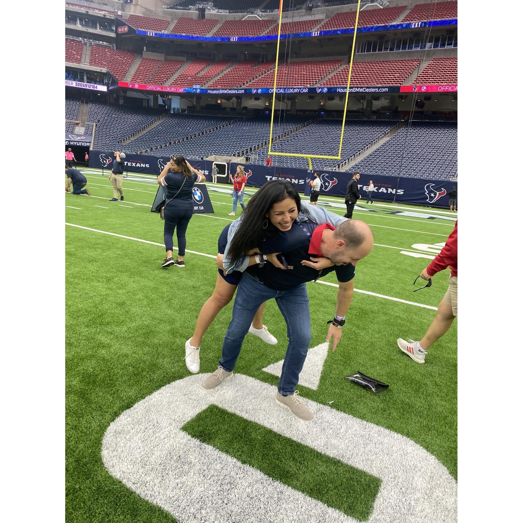 My love for football is nowhere close to his...but my moves on the field are pretty impressive.